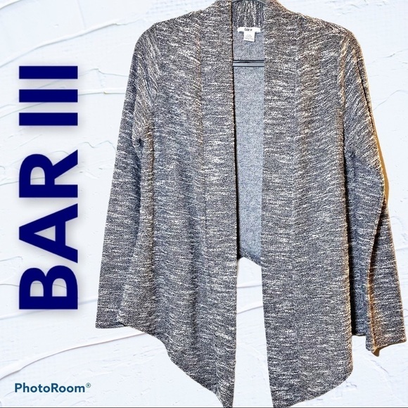 BAR III Open Style Gray Cardigan Sweater Jacket, Size Large - Picture 2 of 8